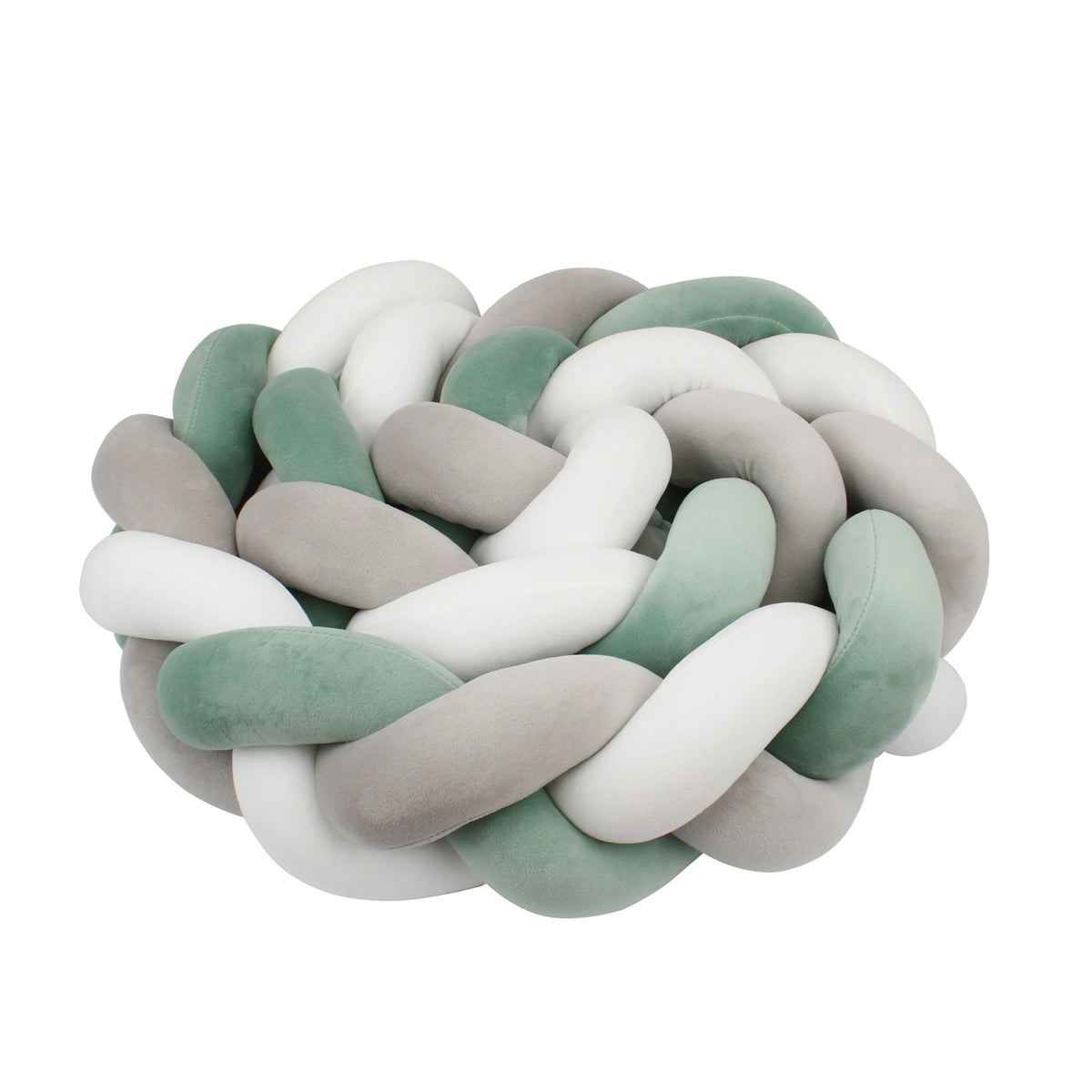 Tresse de Lit 3 Brins Gris, Blanc & Vert