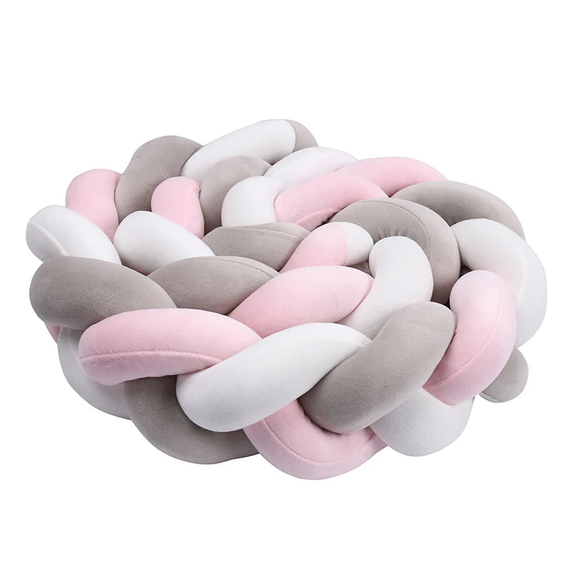Tresse de Lit 3 Brins Rose, Blanc & Gris