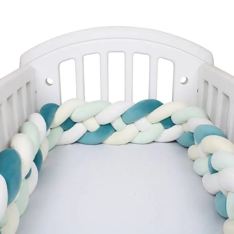 Tresse de Lit 4 Brins Bleu Paon, Vert Pâle, Jaune Pâle & Blanc