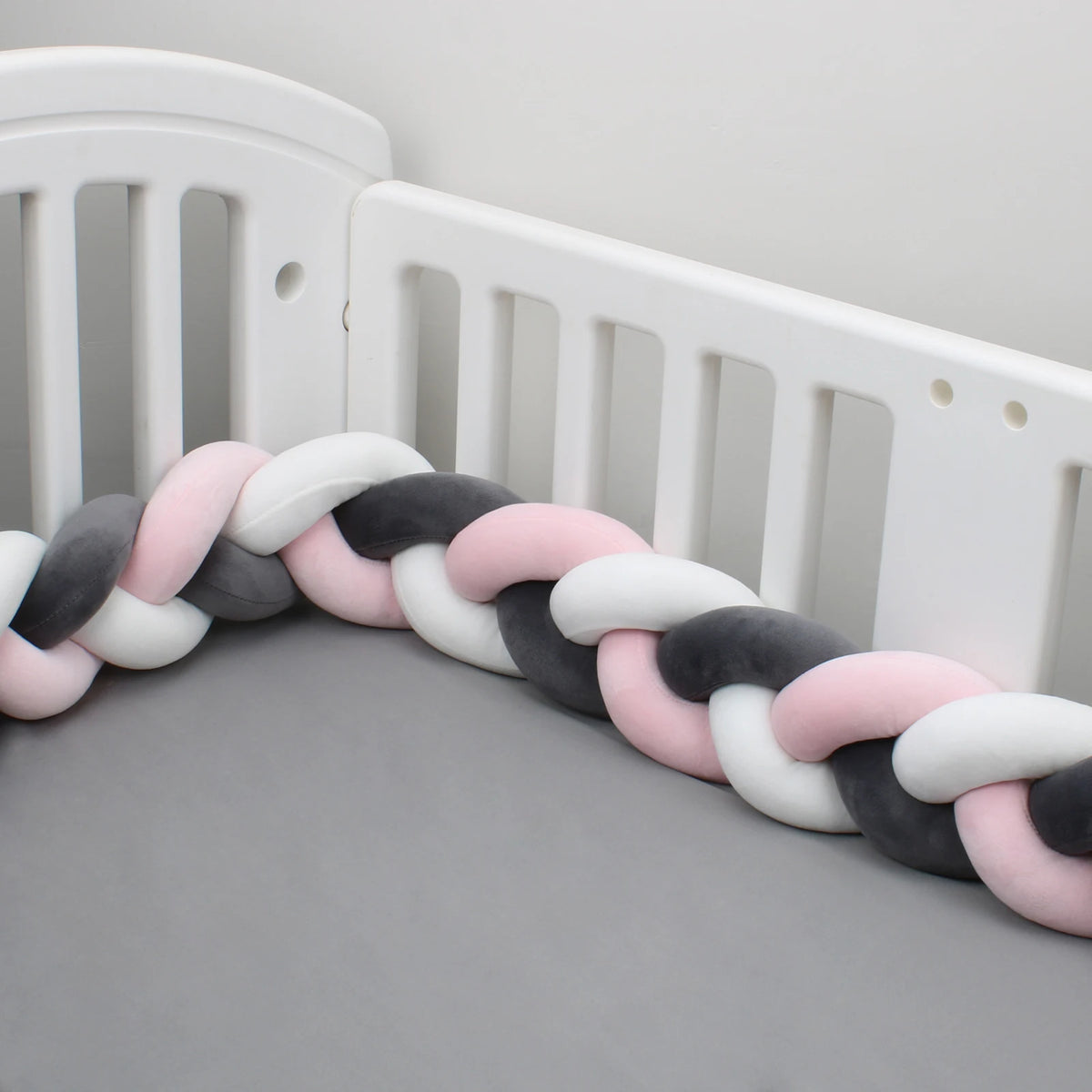 Tresse de Lit 3 Brins Rose, Blanc & Noir