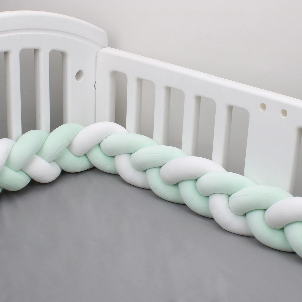 Tresse de Lit 3 Brins Vert Clair & Blanc