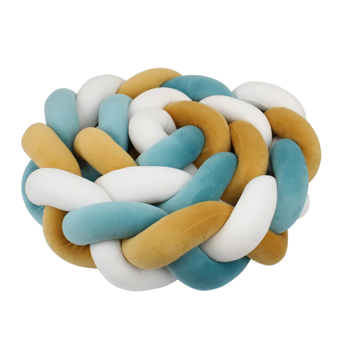 Tresse de Lit 3 Brins Bleu Pétrole, Marron & Blanc