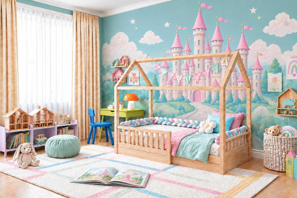 Chambre avec château aux tours redessinées de façon homogène