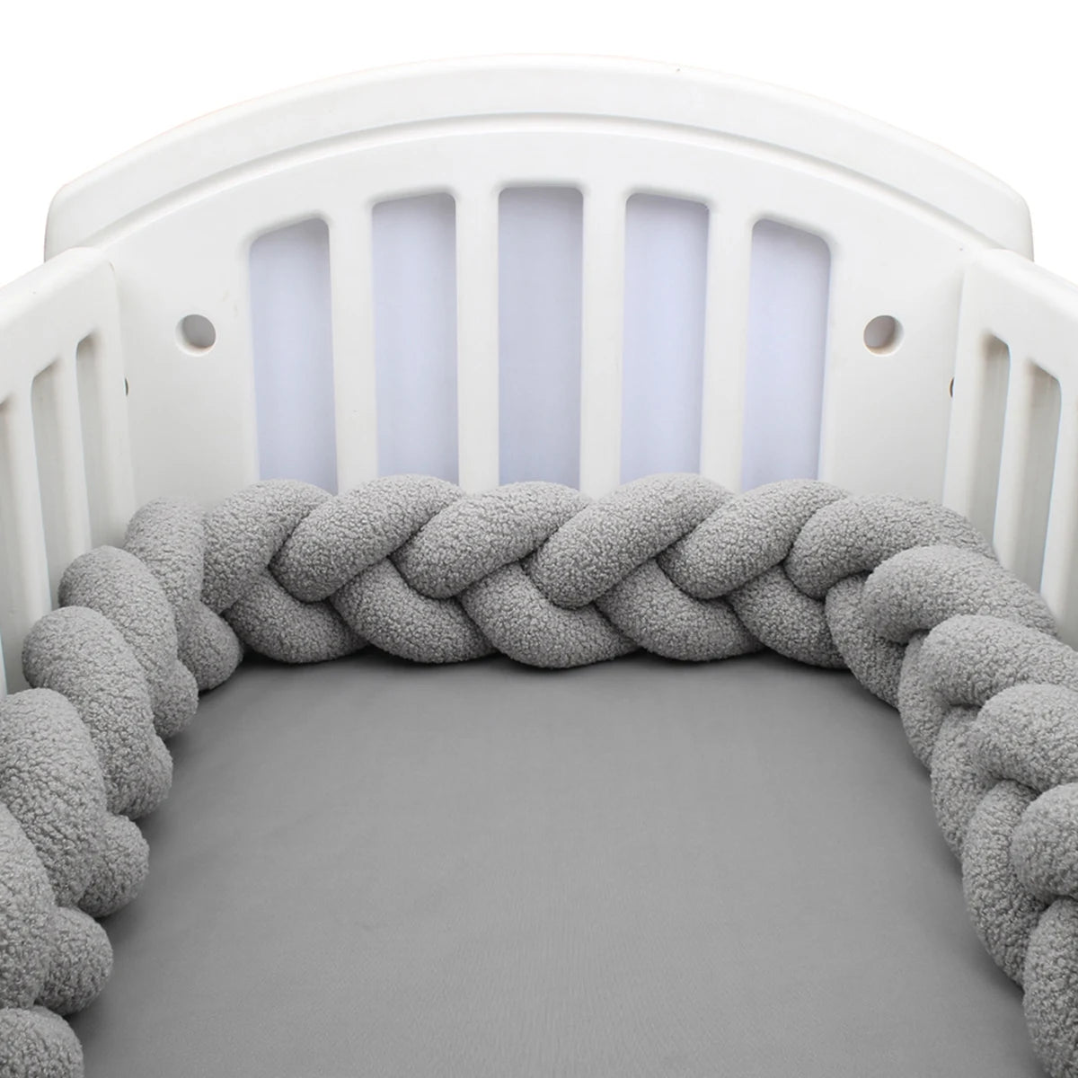 Tresse de Lit Tissu Bouclette 3 Brins Gris & Blanc