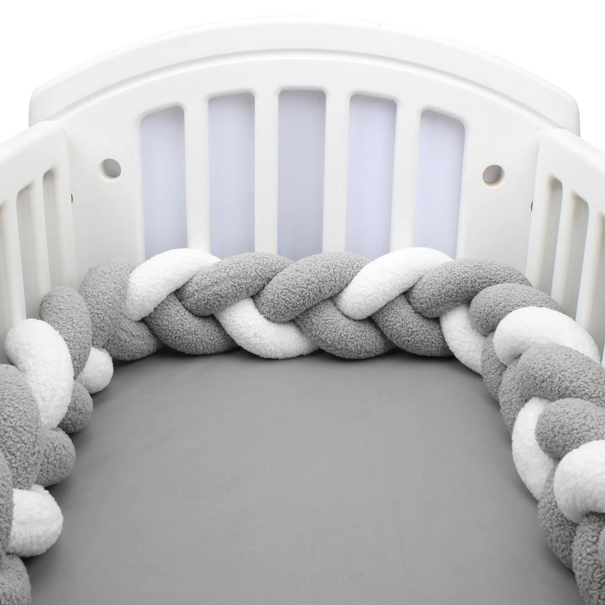 Tresse de Lit Tissu Bouclette 3 Brins Gris & Blanc