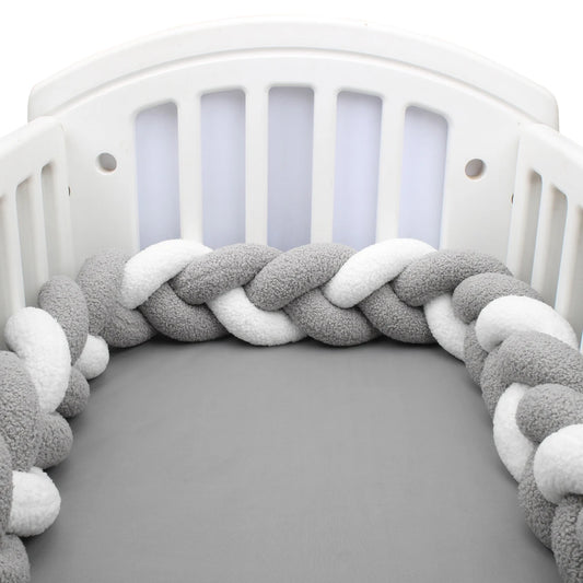 Tresse de Lit Tissu Bouclette 3 Brins Gris & Blanc