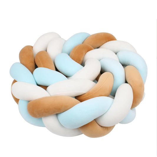 Tresse de Lit 3 Brins Bleu Clair, Marron & Blanc