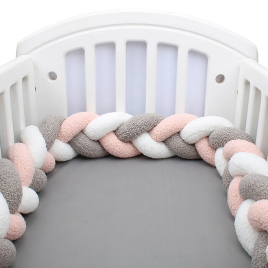 Tresse de Lit Tissu Bouclette 3 Brins Rose, Gris & Blanc