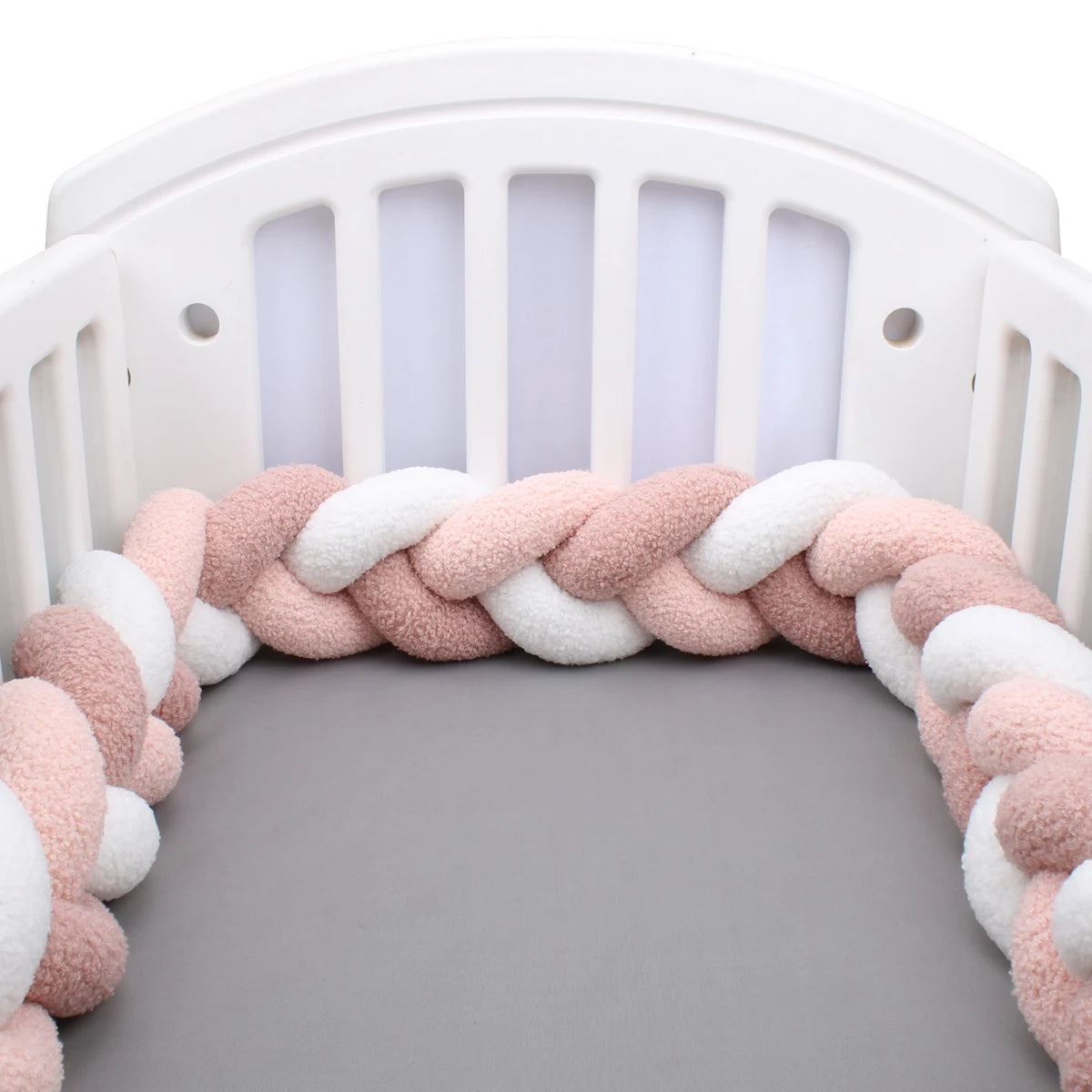 Tresse de Lit Tissu Bouclette 3 Brins Rose & Blanc