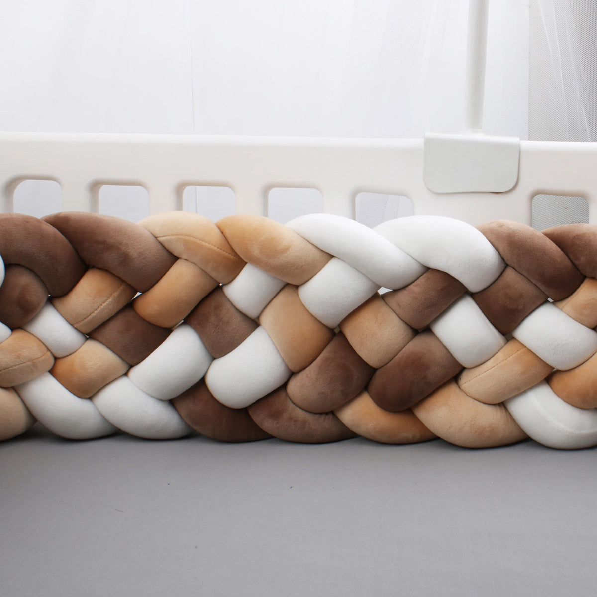 Tresse de Lit 6 Brins Marron Clair, Marron Foncé & Blanc