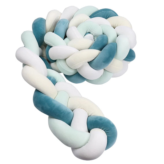 Tresse de Lit 4 Brins Bleu Paon, Vert Pâle, Jaune Pâle & Blanc