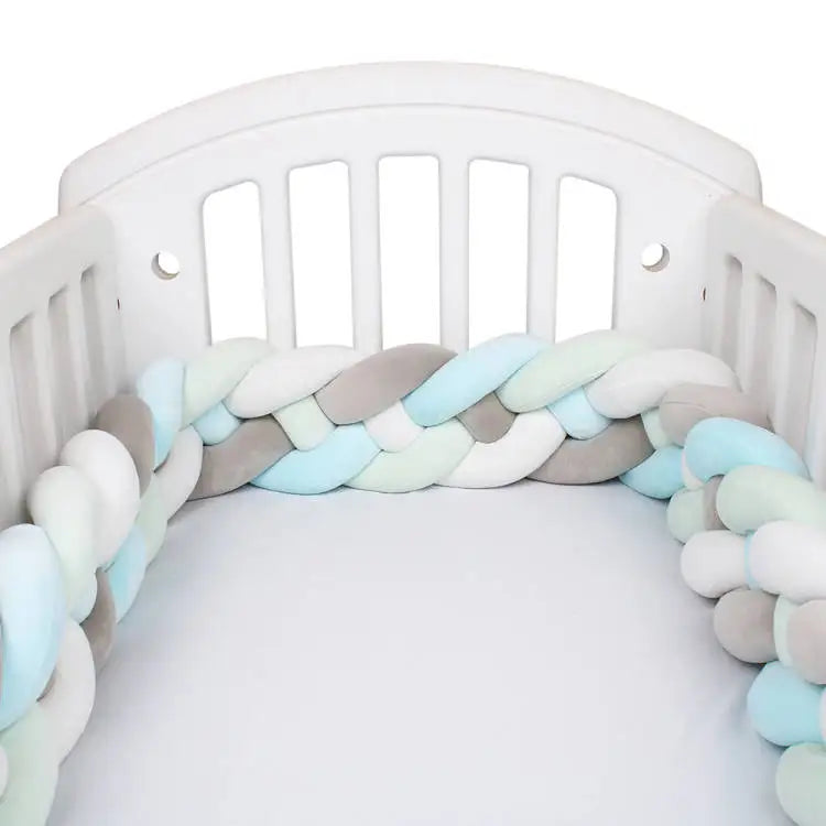 Tresse de Lit 4 Brins Bleu Ciel, Gris, Vert Clair & Blanc