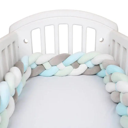 Tresse de Lit 4 Brins Bleu Ciel, Gris, Vert Clair & Blanc