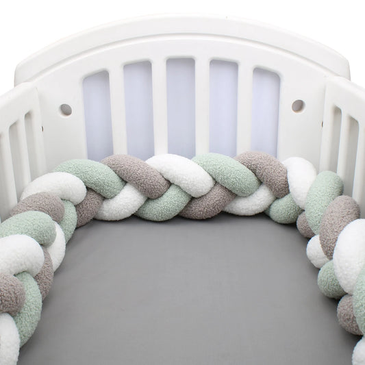 Tresse de Lit Tissu Bouclette 3 Brins Vert, Gris & Blanc