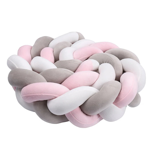 Tresse de Lit 3 Brins Rose, Blanc & Gris
