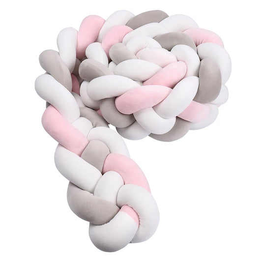 Tresse de Lit 4 Brins Rose, Gris & Blanc