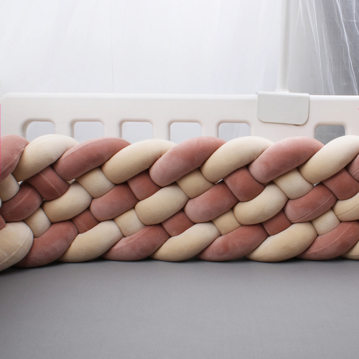 Tresse de Lit 6 Brins Beige Clair & Rose Poudré