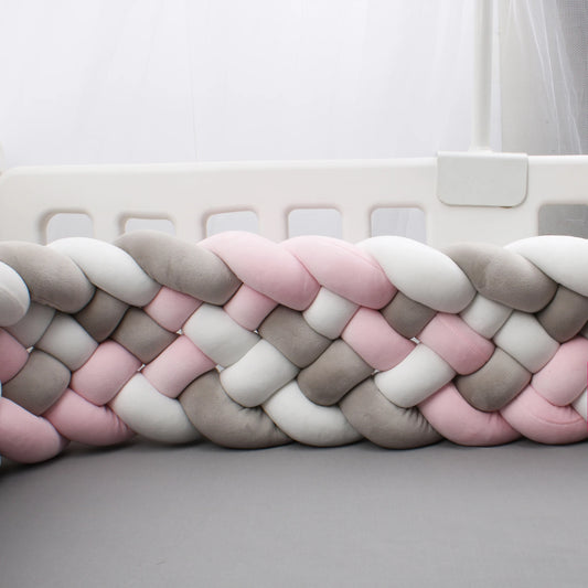 Tresse de Lit 6 Brins Rose, Gris & Blanc
