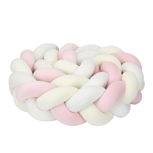 Tresse de Lit 3 Brins Rose Clair, Blanc & Jaune Pâle