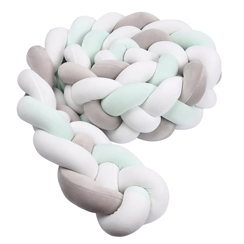 Tresse de Lit 4 Brins Vert Clair, Gris & Blanc