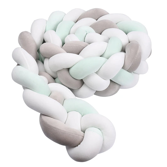 Tresse de Lit 4 Brins Vert Clair, Gris & Blanc
