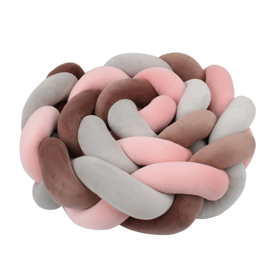 Tresse de Lit 3 Brins Gris, Marron Foncé & Rose