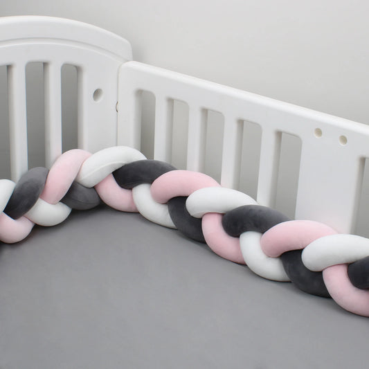 Tresse de Lit 3 Brins Rose, Blanc & Noir