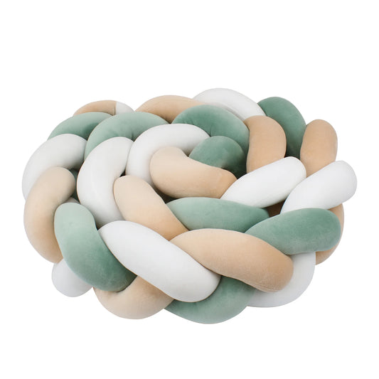 Tresse de Lit 3 Brins Blanc, Marron Clair & Vert