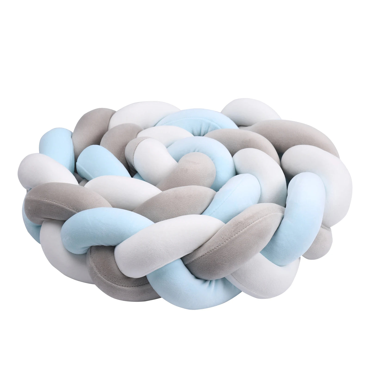 Tresse de Lit 3 Brins Bleu, Gris & Blanc