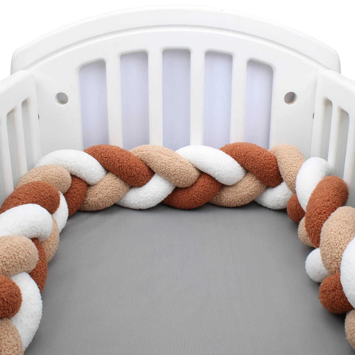 Tresse de Lit Tissu Bouclette 3 Brins Terracotta, Beige & Blanc