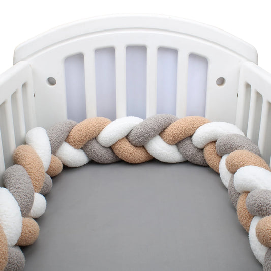 Tresse de Lit Tissu Bouclette 3 Brins Gris, Beige & Blanc