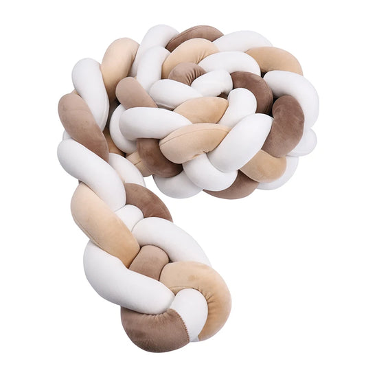 Tresse de Lit 4 Brins Marron Clair, Marron Foncé & Blanc