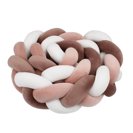 Tresse de Lit 3 Brins Marron, Rose Foncé & Blanc
