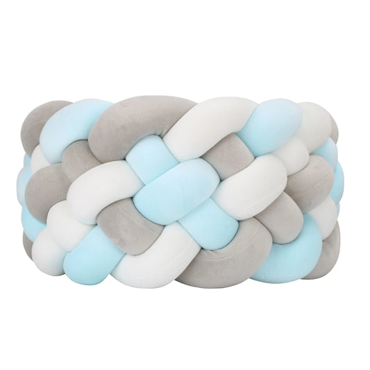 Tresse de Lit 6 Brins Bleu, Gris & Blanc