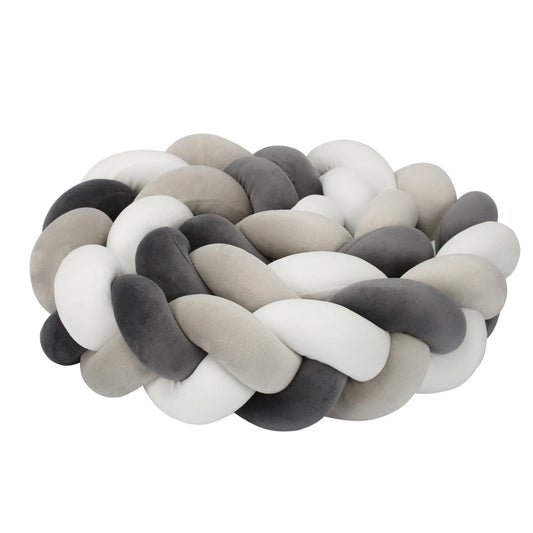 Tresse de Lit 3 Brins Noir, Gris & Blanc