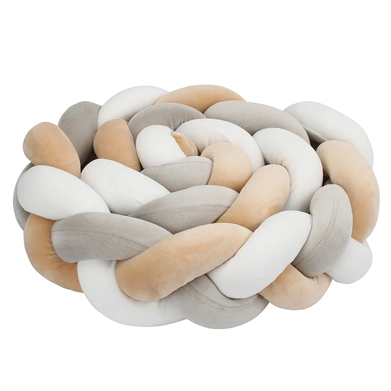 Tresse de Lit 3 Brins Gris, Beige & Blanc