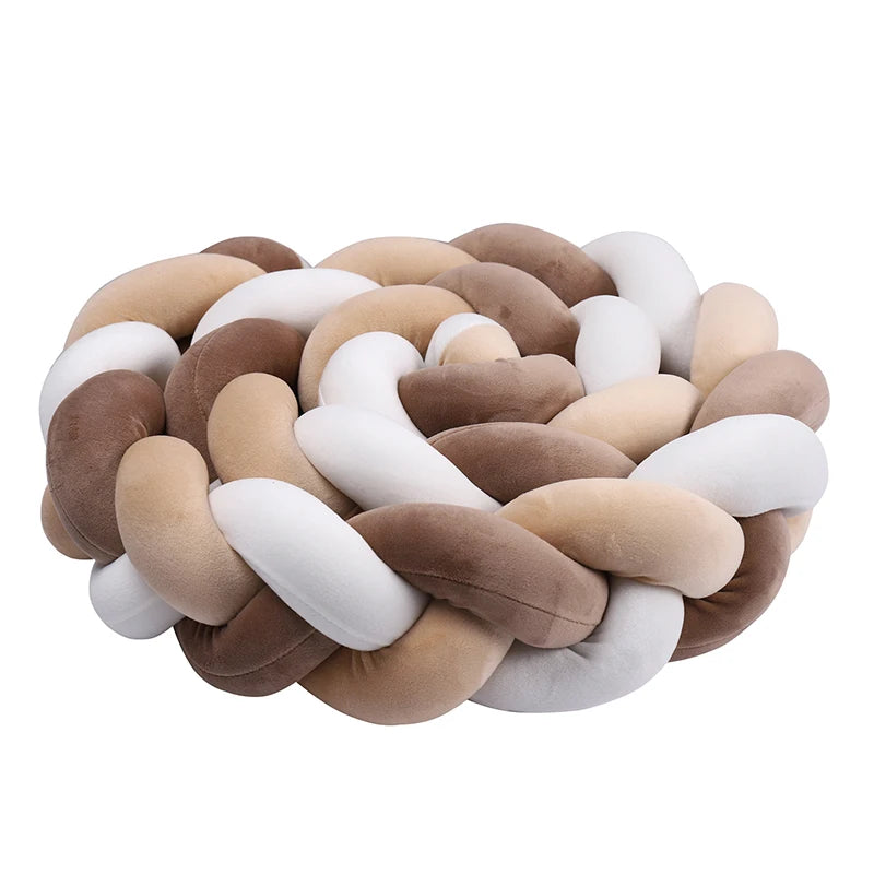 Tresse de Lit 3 Brins Marron Clair, Marron Foncé & Blanc