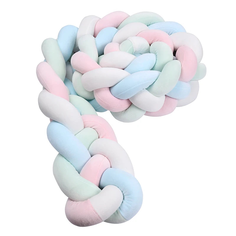 Tresse de Lit 4 Brins Vert Clair, Bleu, Rose & Blanc