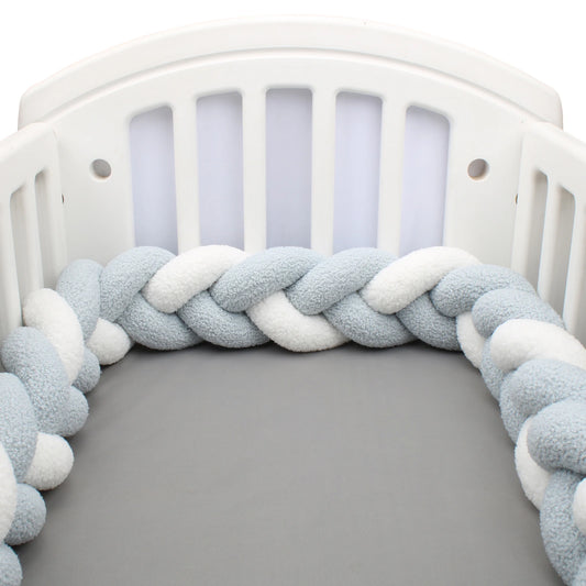 Tresse de Lit Tissu Bouclette 3 Brins Bleu Clair & Blanc