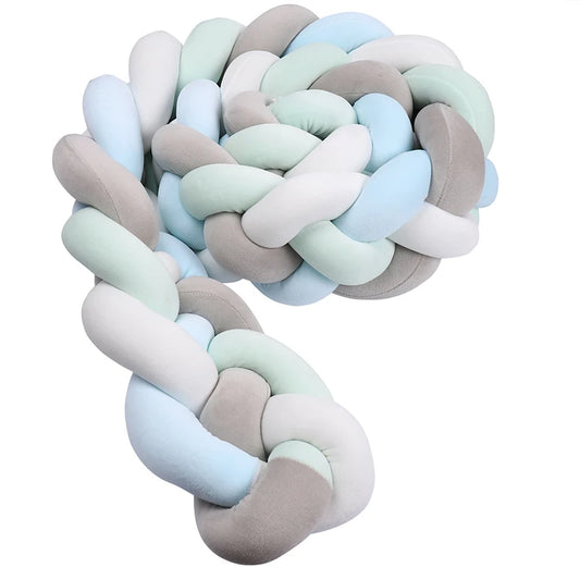 Tresse de Lit 4 Brins Bleu Ciel, Gris, Vert Clair & Blanc