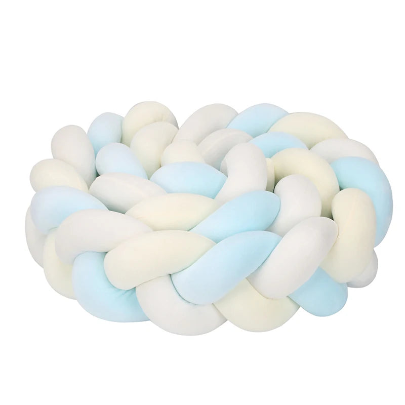 Tresse de Lit 3 Brins Jaune Pâle, Blanc & Bleu Clair