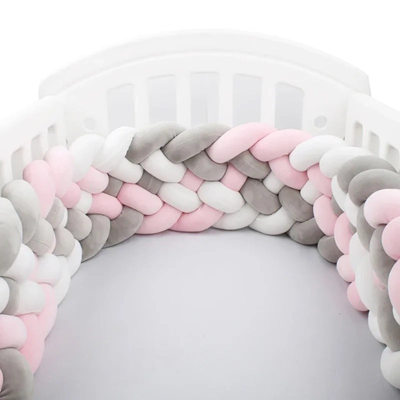 Tresse de Lit 6 Brins Rose, Gris & Blanc